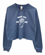 Make Art, Not War Rose Graphic Cropped Unisex Crewneck Sweatshirt - Color Options Available