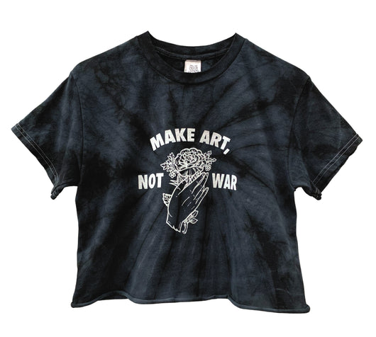 Make Art, Not War Rose Graphic Tie-Dye Unisex Cropped Tee - Color Options Available