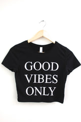 Good Vibes Only Black Graphic Crop Top
