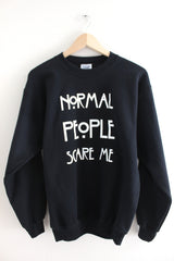 Normal People Scare Me Black Unisex Crewneck Sweatshirt