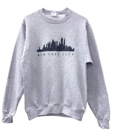 New York City Skyline Gray Graphic Unisex Crewneck Sweatshirt