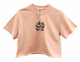 Floral Poppy Graphic Unisex Pigment Dyed Cropped Tee - Color Options Available
