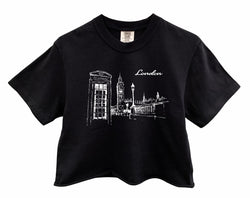 London Graphic Unisex Pigment Dyed Cropped Tee