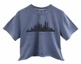 New York City Skyline Graphic Unisex Pigment Dyed Cropped Tee - Color Options Available