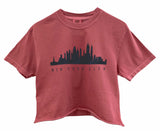 New York City Skyline Graphic Unisex Pigment Dyed Cropped Tee - Color Options Available