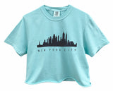 New York City Skyline Graphic Unisex Pigment Dyed Cropped Tee - Color Options Available