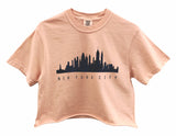 New York City Skyline Graphic Unisex Pigment Dyed Cropped Tee - Color Options Available