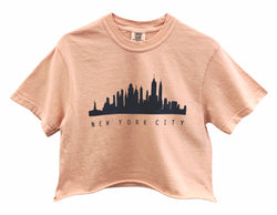 New York City Skyline Graphic Garment-Dyed Relaxed Fit Unisex Cropped Tee - Color Options Available