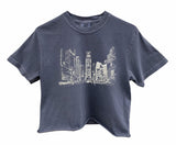 New York Times Square Graphic Unisex Pigment Dyed Cropped Tee - Color Options Available