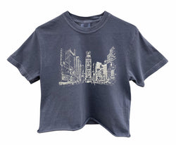New York Times Square Graphic Unisex Pigment Dyed Cropped Tee - Color Options Available