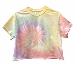 Pastel Tie-Dye Short Sleeve Unisex Cropped Tee, Hand Dyed