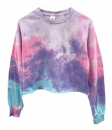 Tie-Dye Cropped Long Sleeve Unisex Tee, Hand Dyed