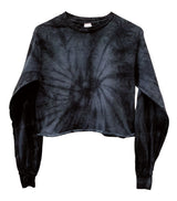 Tie-Dye Cropped Long Sleeve Unisex Tee, Hand Dyed