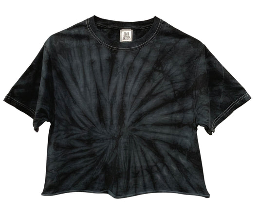 Tie-Dye Short Sleeve Unisex Cropped Tee, Hand Dyed Single Color