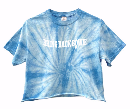 Bring Back Bowie Sky Blue Tie-Dye Graphic Unisex Crop Top