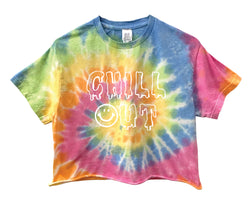 Chill Out Pastel Tie-Dye Graphic Unisex Crop Top