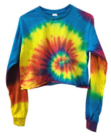 Tie-Dye Cropped Long Sleeve Unisex Tee, Hand Dyed