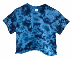 Crystal Blue/Navy Tie-Dye Unisex Cropped Tee