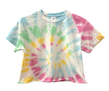 Pastel Tie-Dye Short Sleeve Unisex Cropped Tee, Hand Dyed