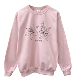 Dump Him Lilies Graphic Light Pink Unisex Crewneck Sweatshirt