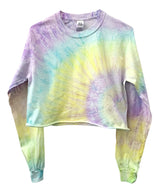 Tie-Dye Cropped Long Sleeve Unisex Tee, Hand Dyed