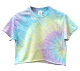 Pastel Tie-Dye Short Sleeve Unisex Cropped Tee, Hand Dyed