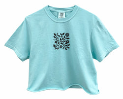 Floral Vine Square Graphic Unisex Garment-Dyed Cropped Tee - Color Options Available