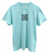 Floral Vine Square Graphic Pigment Dyed Unisex Tee - Color Options Available