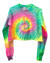 Tie-Dye Cropped Long Sleeve Unisex Tee, Hand Dyed