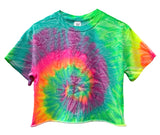 Neon Tie-Dye Short Sleeve Unisex Cropped Tee, Hand Dyed