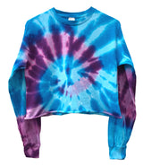 Tie-Dye Cropped Long Sleeve Unisex Tee, Hand Dyed