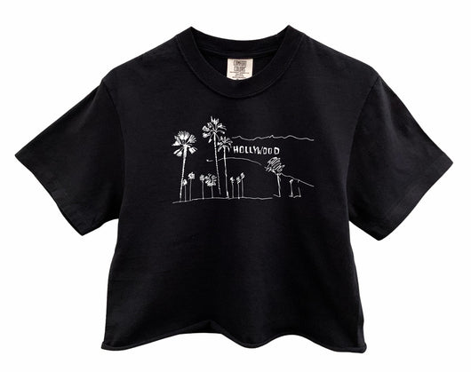 Hollywood Graphic Unisex Pigment Dyed Cropped Tee - Color Options Available