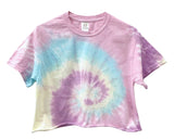 Pastel Tie-Dye Short Sleeve Unisex Cropped Tee, Hand Dyed