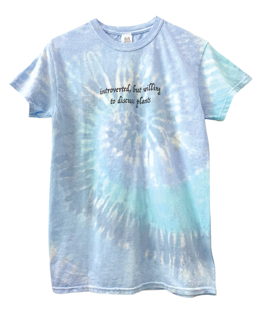 Introverted, But Willing to Discuss Plants Blue Tie-Dye Unisex Tee