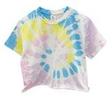 Pastel Tie-Dye Short Sleeve Unisex Cropped Tee, Hand Dyed