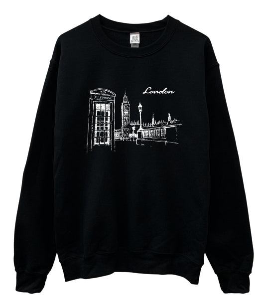 London Black Graphic Crewneck Sweatshirt