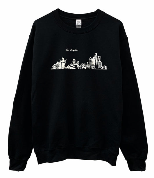 Los Angeles Hand-Drawn Graphic Unisex Crewneck Sweatshirt - Color Options Available