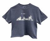 Los Angeles Hand-Drawn Graphic Pigment Dyed Unisex Cropped Tee - Color Options Available