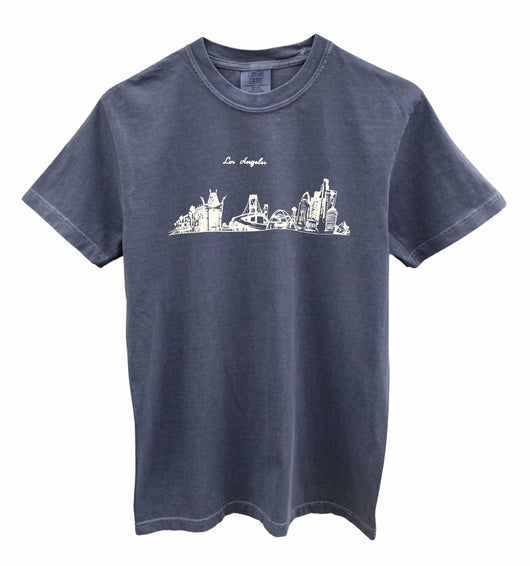 Los Angeles Hand-Drawn Graphic Pigment Dyed Unisex Tee - Color Options Available