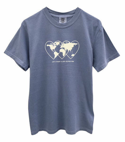 Love Revolution Graphic Garment-Dyed Relaxed Fit Unisex Tee - Color Options Available