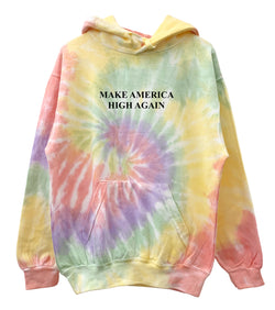 Make America High Again Pastel Tie-Dye Graphic Unisex Hooded Sweatshirt
