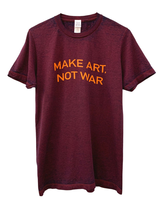 Make Art, Not War Maroon Acid Wash Graphic Unisex Tee