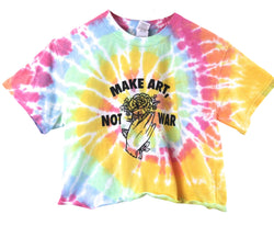 Make Art, Not War Pastel Rainbow Tie-Dye Graphic Unisex Cropped Tee