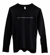 Your Mentality is Your Reality Women's Graphic Black Lightweight Long Sleeve Tee