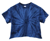 Tie-Dye Short Sleeve Unisex Cropped Tee, Hand Dyed Single Color