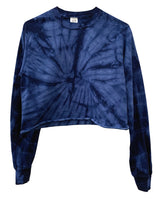 Tie-Dye Cropped Long Sleeve Unisex Tee, Hand Dyed