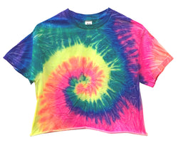 Neon Tie-Dye Short Sleeve Unisex Cropped Tee, Hand Dyed