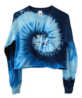 Tie-Dye Cropped Long Sleeve Unisex Tee, Hand Dyed