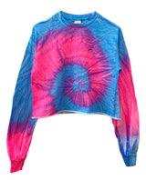 Tie-Dye Cropped Long Sleeve Unisex Tee, Hand Dyed