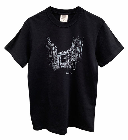 Streets of Paris Graphic Unisex Pigment Dyed Tee - Color Options Available